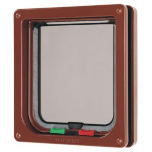 4 Way Locking Cat Flap Brown 16.5x17.4cm