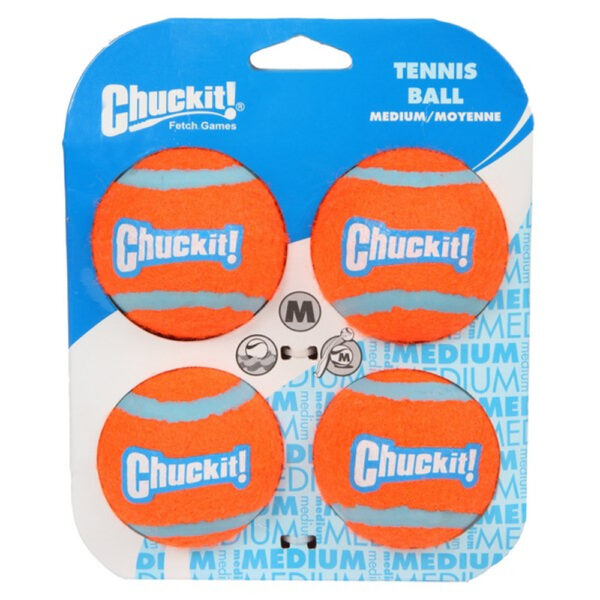 Chuckit Tennis Ball 4 Pack - Medium (6.5cm)