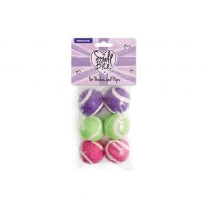 Ancol Small Bite Tennis Ball Assorted 4.5cm 6pk