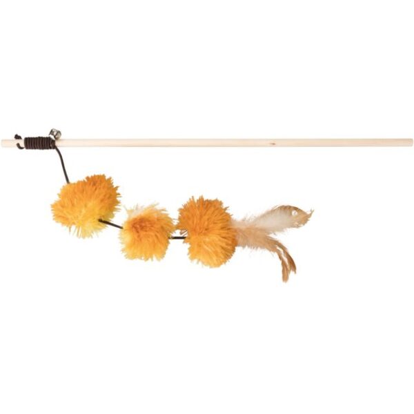 Playing Rod With Pompom Balls - Wood/Plush (40cm)
