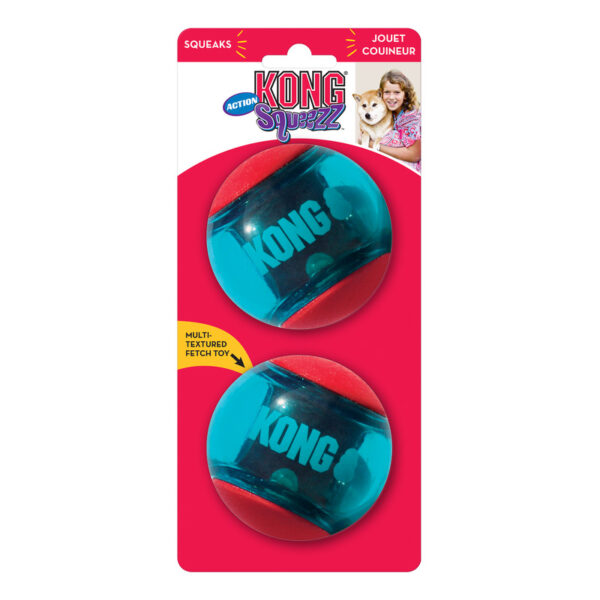 KONG Squeezz Action Ball Red 2 Pack -  Large