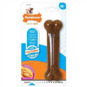Nylabone Puppy Teething Chew Bone Chicken - Medium
