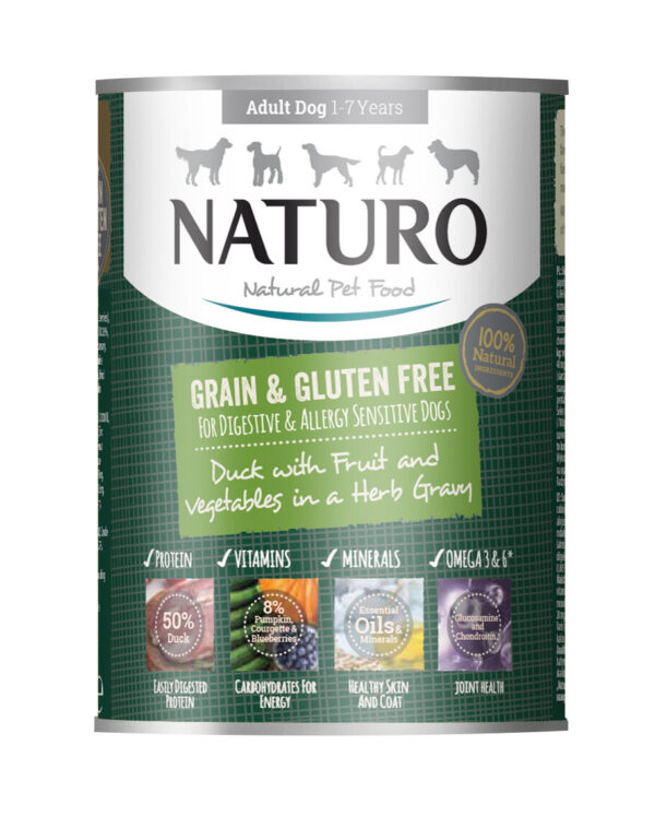 Naturo Adult Dog Cans - Duck & Blueberries (390g)