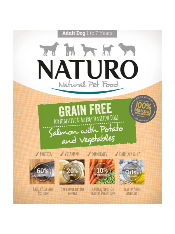 Naturo Adult Dog Tray Grain Free - Salmon, Potato & Veg (400g)