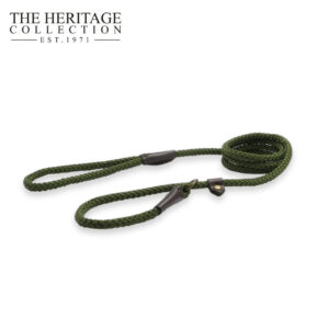 Ancol Heritage Nylon Rope Slip Lead Green