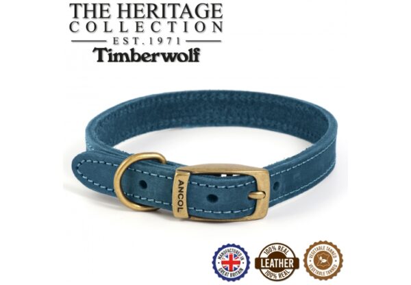 Ancol Timberwolf Leather Collar - Blue
