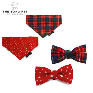 Ancol Soho Pet Collection Patterned Bandana/Bow Tie - Tartan/Star