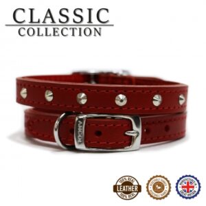 Ancol Classic Collection Leather Stud Collar - Red