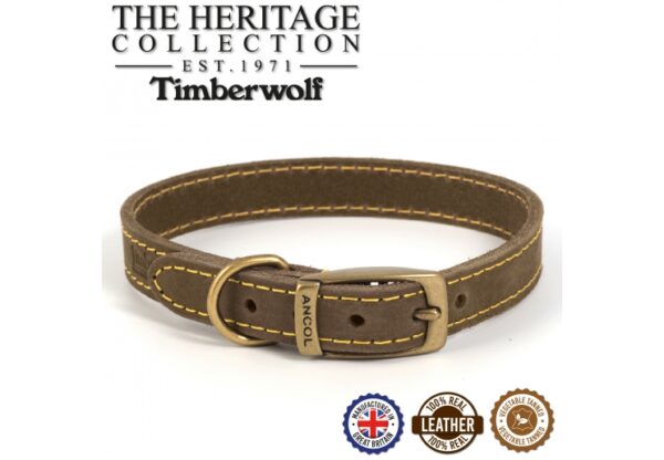 Ancol Timberwolf Leather Collar - Sable