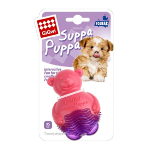 Gigwi Suppa Puppa Bear With Squeaker - Pink/Purple