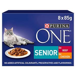 Purina One Senior 7+ Cat - Mini Fillets In Gravy Chicken & Beef (8x85g)