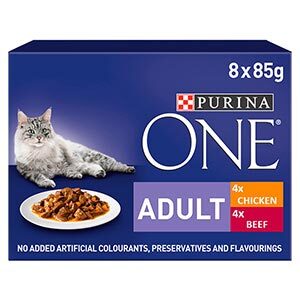 Purina One Adult Cat - Mini Fillets In Gravy Chicken & Beef (8x85g)