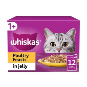 Whiskas 1+ Cat Pouches - Poultry Feasts In Jelly (12x85g)