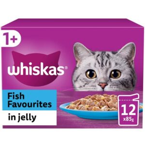 Whiskas 1+ Cat Pouches - Fish Favourites In Jelly (12x85g)