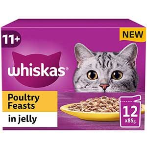 Whiskas 11+ Cat Pouches - Poultry Selection In Jelly (12x85g)