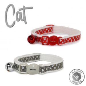 Ancol Safety Buckle Gloss Heart Cat Collar