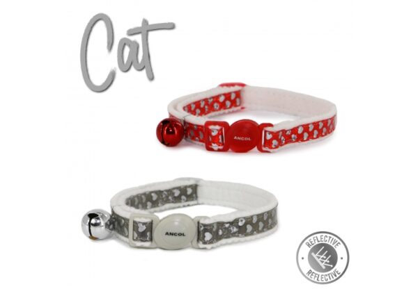 Ancol Safety Buckle Gloss Heart Cat Collar